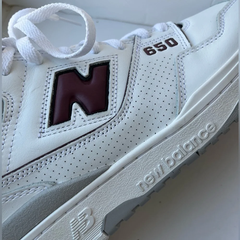 New Balance 650 White Burgundy High Top Sneakers Men 9.5 Women 11